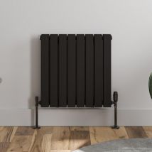 Duratherm - Black Flat Panel Designer Radiator Vertical Horizontal 600 x 608mm Double Panel