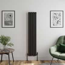 Duratherm - Black Flat Panel Designer Radiator Vertical Horizontal 1600 x 304 Double Panel - Black