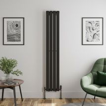 Duratherm - Black Flat Panel Designer Radiator Vertical Horizontal 1800 x 304 Single Panel