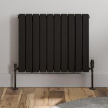 Duratherm - Black Flat Panel Designer Radiator Vertical Horizontal 600 x 760mm Double Panel