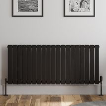 Galiflo - Black Flat Panel Designer Radiator Vertical Horizontal 600 x 1440 Single Panel - Black