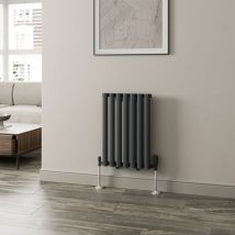 Galiflo - Anthracite Oval Column Designer Radiator Vertical Horizontal 600 x 420mm Single Panel - Grey