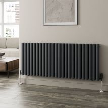 Galiflo - Anthracite Oval Column Designer Radiator Vertical Horizontal 600 x 1440mm Double Panel - Grey