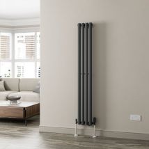 Duratherm - Anthracite Oval Column Designer Radiator Vertical Horizontal 1600 x 240mm Single Panel - Grey