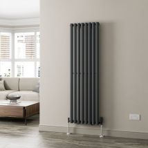 Duratherm - Anthracite Oval Column Designer Radiator Vertical Horizontal 1600 x 480mm Single Panel