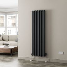 Galiflo - Anthracite Oval Column Designer Radiator Vertical Horizontal 1600 x 480mm Double Panel - Grey