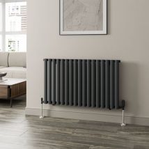 Galiflo - Anthracite Oval Column Designer Radiator Vertical Horizontal 600 x 1020mm Single Panel - Grey