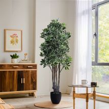 Livingandhome - 160CM Artificial Schefflera Arboricola Tree in Pot for Decoration