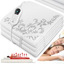 Sous-lit chauffant avec arrêt automatique Télécommande Avec 3 niveaux de température Pour chauffage de matelas Blanc - Avec motif/150x80cm - Kesser