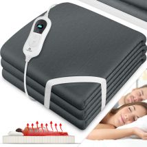 Sous-lit chauffant avec arrêt automatique Télécommande Avec 3 niveaux de température Pour chauffage de matelas Anthracite - Sans motif/150x80cm