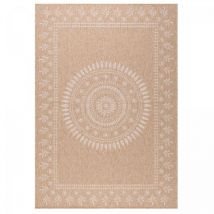 Jadorel - Tapis extérieur kilim 200x290 beige et blanc rectangle jute art 6