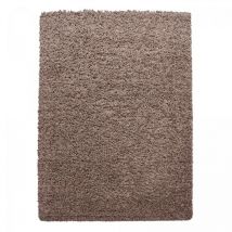 Tapis poils longs shaggy 100x200 mocca tissé rectangle motif uni UNI L