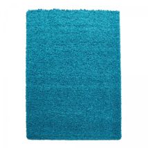 Jadorel - Tapis poils longs shaggy 300x400 turquoise tissé rectangle motif uni uni l