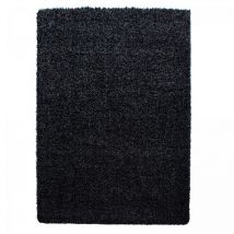 Jadorel - Tapis poils longs shaggy Ø120cm noir tissé rond motif uni uni l