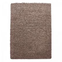Jadorel - Tapis poils longs shaggy Ø120cm mocca tissé rond motif uni uni l