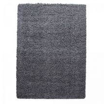 Jadorel - Tapis poils longs shaggy Ø80cm gris tissé rond motif uni uni l
