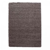 Jadorel - Tapis poils longs shaggy Ø120cm taupe tissé rond motif uni uni l