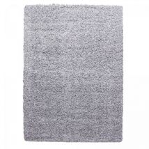 Jadorel - Tapis poils longs shaggy 100x200 gris tissé rectangle motif uni uni l