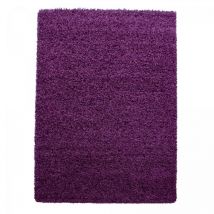 Jadorel - Tapis poils longs shaggy 100x200 violet tissé rectangle motif uni uni l