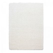 Jadorel - Tapis poils longs shaggy Ø160cm crème tissé rond motif uni uni l