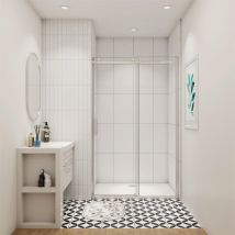 105x195cm Duschabtrennung Duschkabine Schiebetür Dusche Nischentür 8mm nano Glas