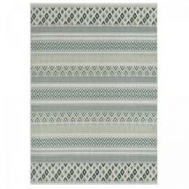 Dezenco - Tapis extérieur kilim 60x110 vert et vert clair rectangle raya