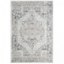 Dezenco - Tapis orient 80x150 gris et crème rectangle motif classique marsa