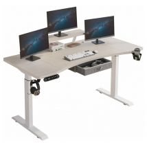 Bluenara - 160x76cm Bureau Debout Double moteur Électrique Incurvé Ergonomiquement Réglable en Hauteur, 62 Pouces Et Commande De 4 Claviers Avec
