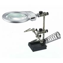 Satkit - 16129A Soporte con lupa especial manos libres para electronica y Hobby + soporte soldador + luz le