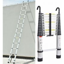 16.4FT Échelle d'extension en aluminium de 5m Échelle d'extension robuste Échelles de loft portables en aluminium avec crochets de toit pour grenier,