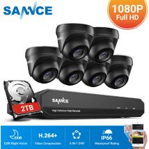 Sannce - Système de sécurité vidéo domestique 1080P avec dvr 1080N avec 4 Caméras Style – 2TB hdd