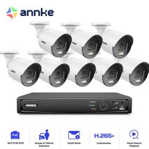 Annke - 16CH Außenbereich nvr Videoüberwachungssets, 8 Kameras Farbnachtsicht,Verdrahtet Überwachungsset