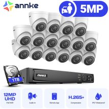 16CH nvr Kit de Surveillance Vidéo 16Caméras Intelligentes ir Vision Nocturne Kit Caméra de Surveillance Extérieur Accès Distance 1TB - Annke