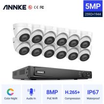 Kit de vidéosurveillance Annke 16CH Système de sécurité vidéo réseau Super hd PoE 5MP 12 caméras style b – sans disque dur