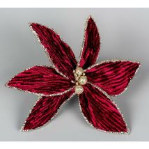Shatchi - 16cm Burgandy Poinsettia Poinsettia Flower - Christmas Tree Decoration