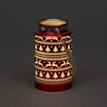 Shatchi - 16cm Christmas Decorated Jar Table Skandi Design Red Lantern