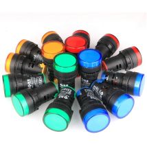 16pcs Voyant Rouge/Jaune/Bleu/Vert 22mm led Panneau Pilote ac 220V 20mA Indicateur Signal Lampe (Chaque Couleur 4pcs)