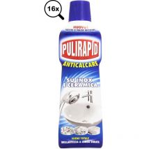 16x Pulirapid Anticalcare Liquido Classico 500ml Igiene Totale Inox e Ceramica