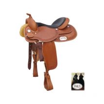 15,5", Marron: Selle Reining Contact Régulier Full Contact en cuir graissé, siège en cuir lisse et arceau ralide