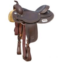 15,5", Noir: Selle Western Round Jupe Full Contact en cuir graissé, siège en cuir lisse et arceau ralide