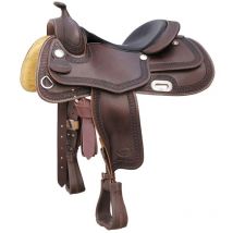 17", Cognac: Selle Rainbow Reining en cuir harnais avec traitement d'impression en bordure