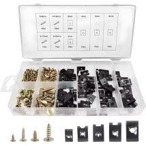 170 Pièces Vis-Ailes De Voiture, Clip En u Noir Avec Vis, D'ecrous Clips En u Automobile, Vis De Carrosserie Pour Ailes Voitures, Écrous à Clip