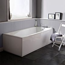 Nes Home - Nuie 1700mm Standard White Square Single Ended Bath with Legs Durable Lucite Acrylic