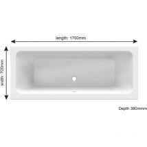 1700mm x 700mm Double Ended Square Bath with Panel Options, bath with NO PANEL