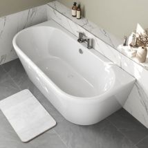 1700x750mm Modern Back To Wall Double Ended Curved Bath Side Panel Acrylic - White