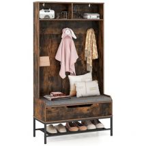 170cm Tall Hall Tree 4-in-1 Coat Rack Freestanding Entryway Bench