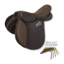 17,5 = 44 cm, Marron: Selle d'obstacle PRO SCHOOL LIGHT en similicuir avec système de bandeau à œillets interchangeables