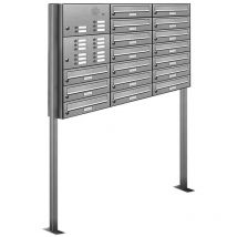 17er Edelstahl Briefkasten Standanlage Freistehend mit Klingel