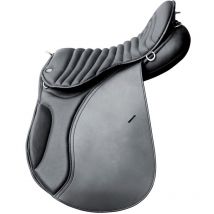 18", Noir: Selle anglaise Tige cuir Trekking avec arceau en bois renforcé acier