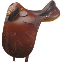 18" = 45 cm, Marron: Selle australienne en cuir graissé complète